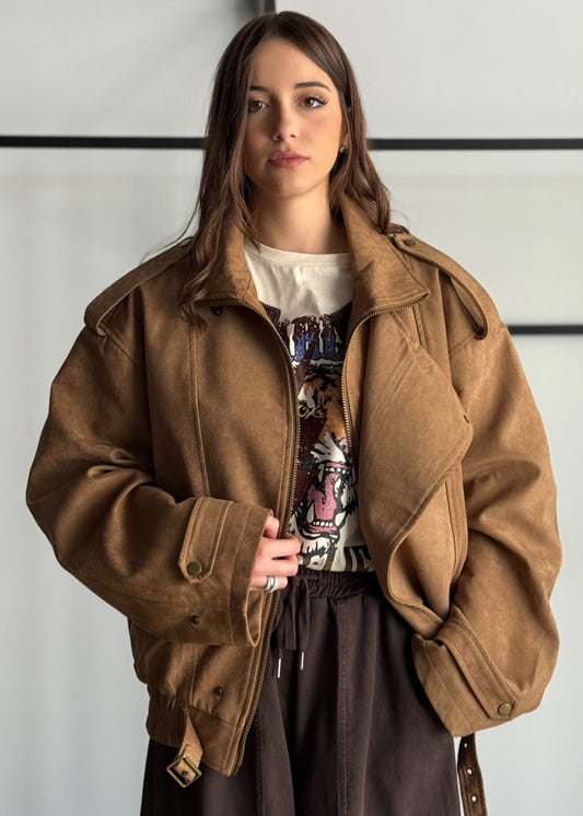 Bomber in suede -KONTATTO