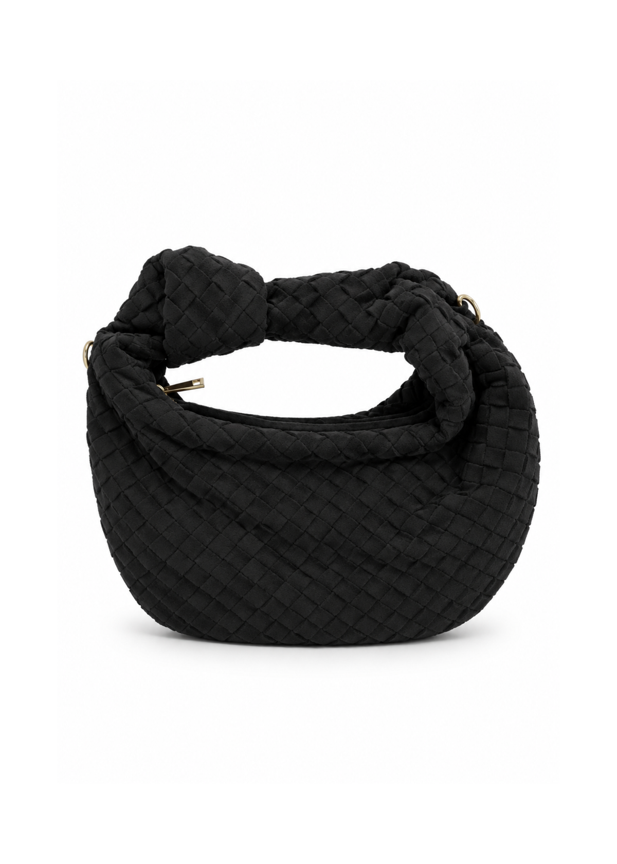 Borsa in suede nera intrecciata con nodo