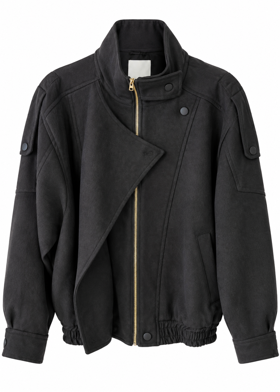 Giacca biker nera con zip oro - ZAHJR