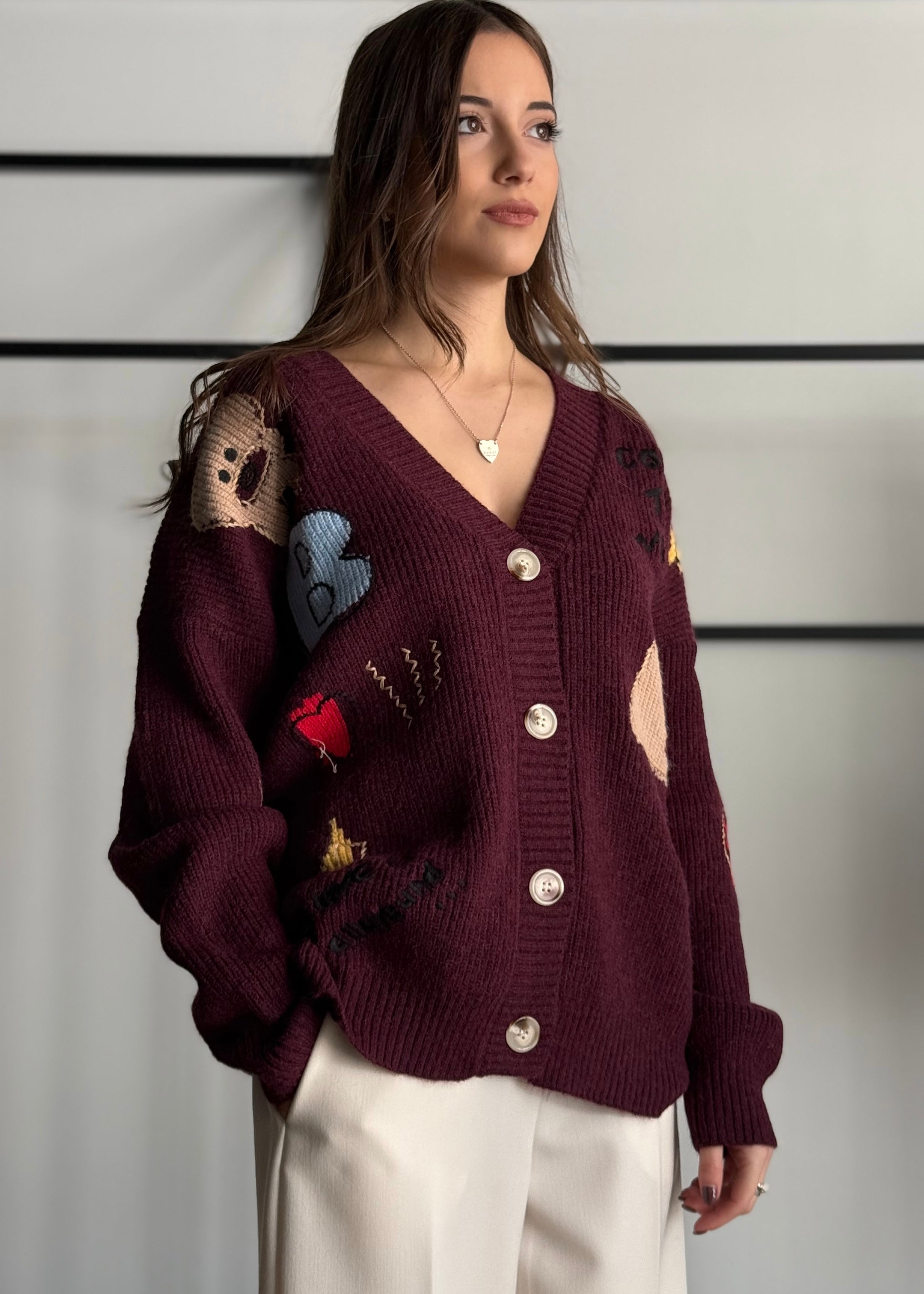 Cardigan KONTATTO con ricami cartoon
