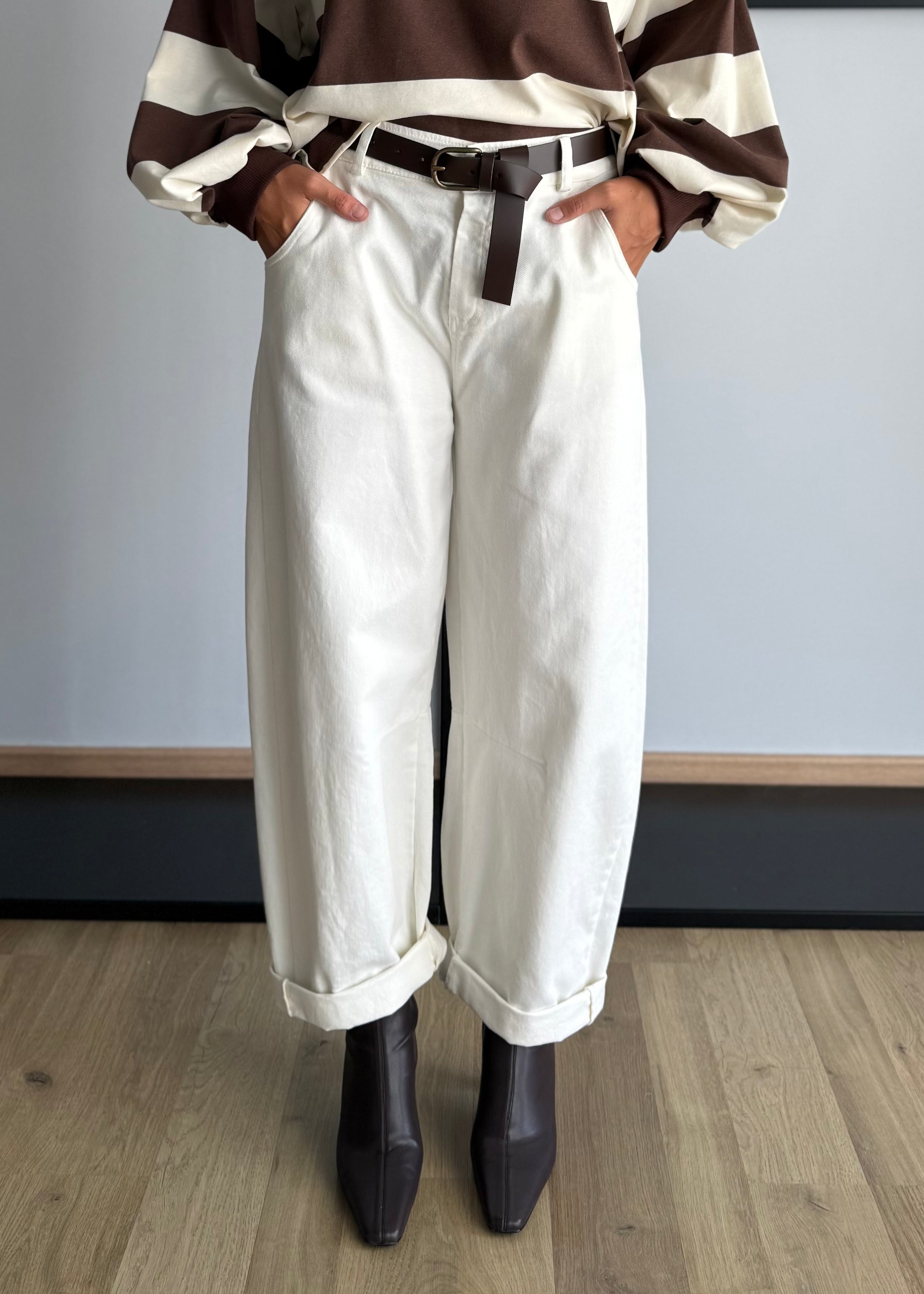Pantalone latte balloon con cintura - ZAHJR