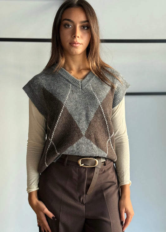 Gilet con stampa a rombi -KONTATTO