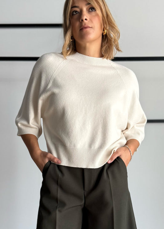 Maglia con maniche a 3/4 crema - PHILIALOFT