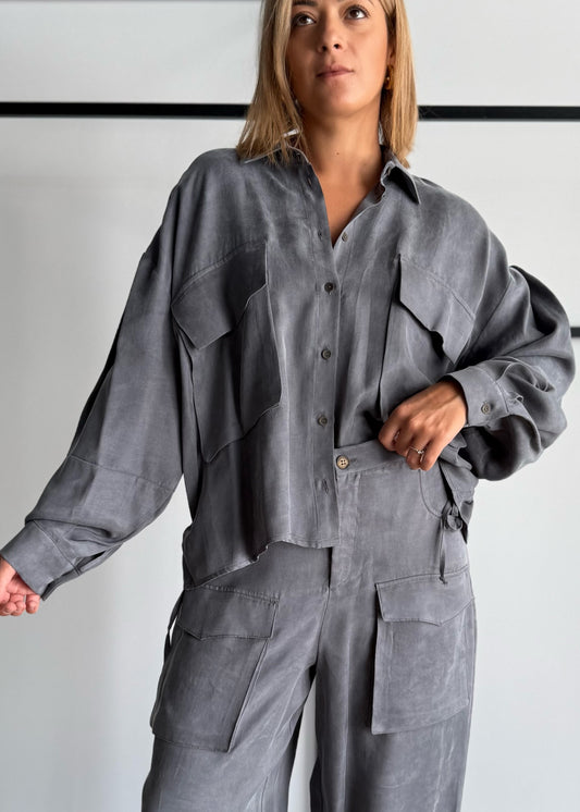Camicia utility con coulisse Grigio - ZAHJR