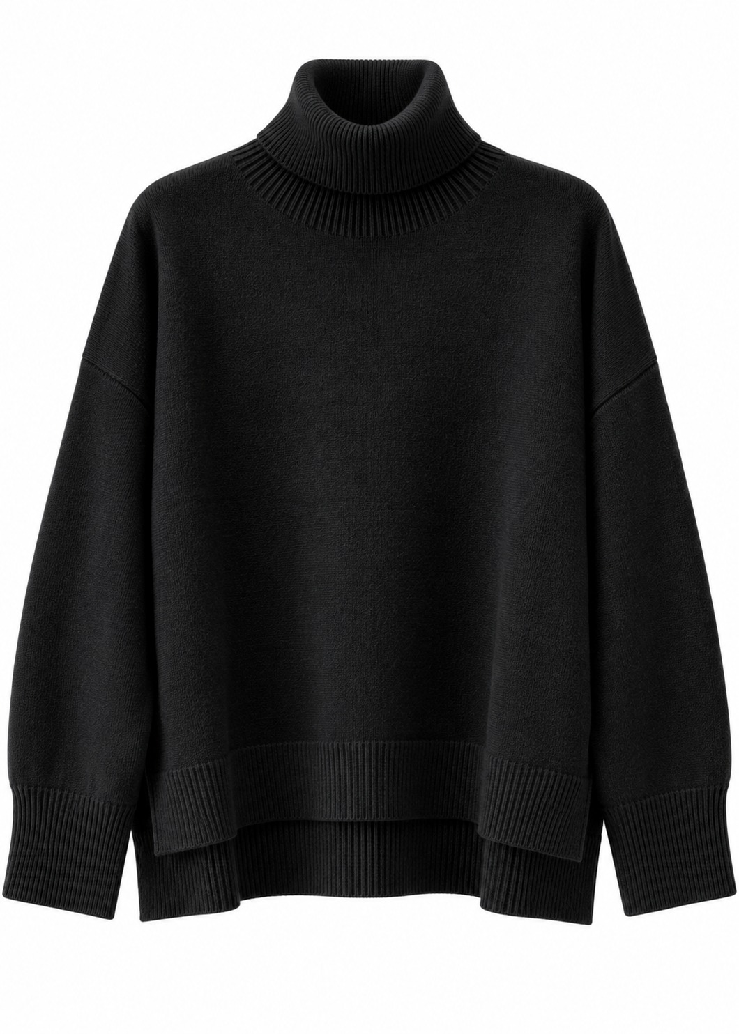 Maglia over nero collo alto - ZAHJR