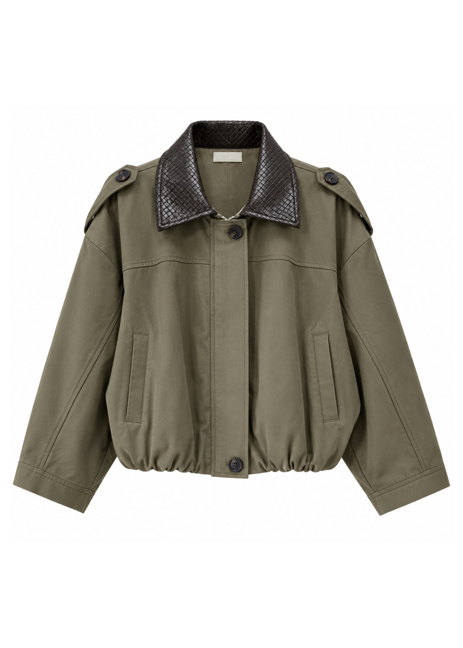 Giacca Bomber militare con Collo in Ecopelle