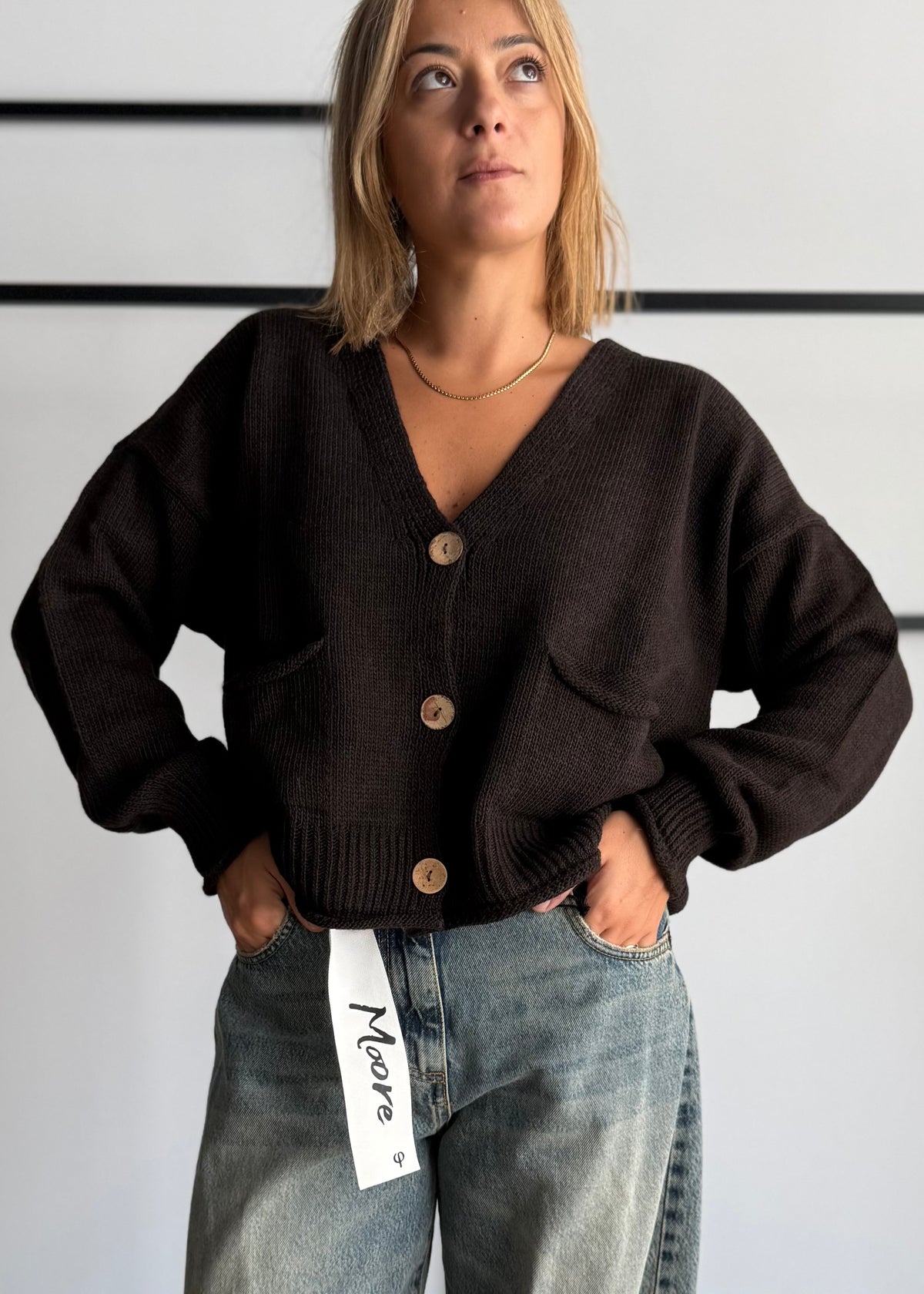 Cardigan over moro con tasche - ZAHJR