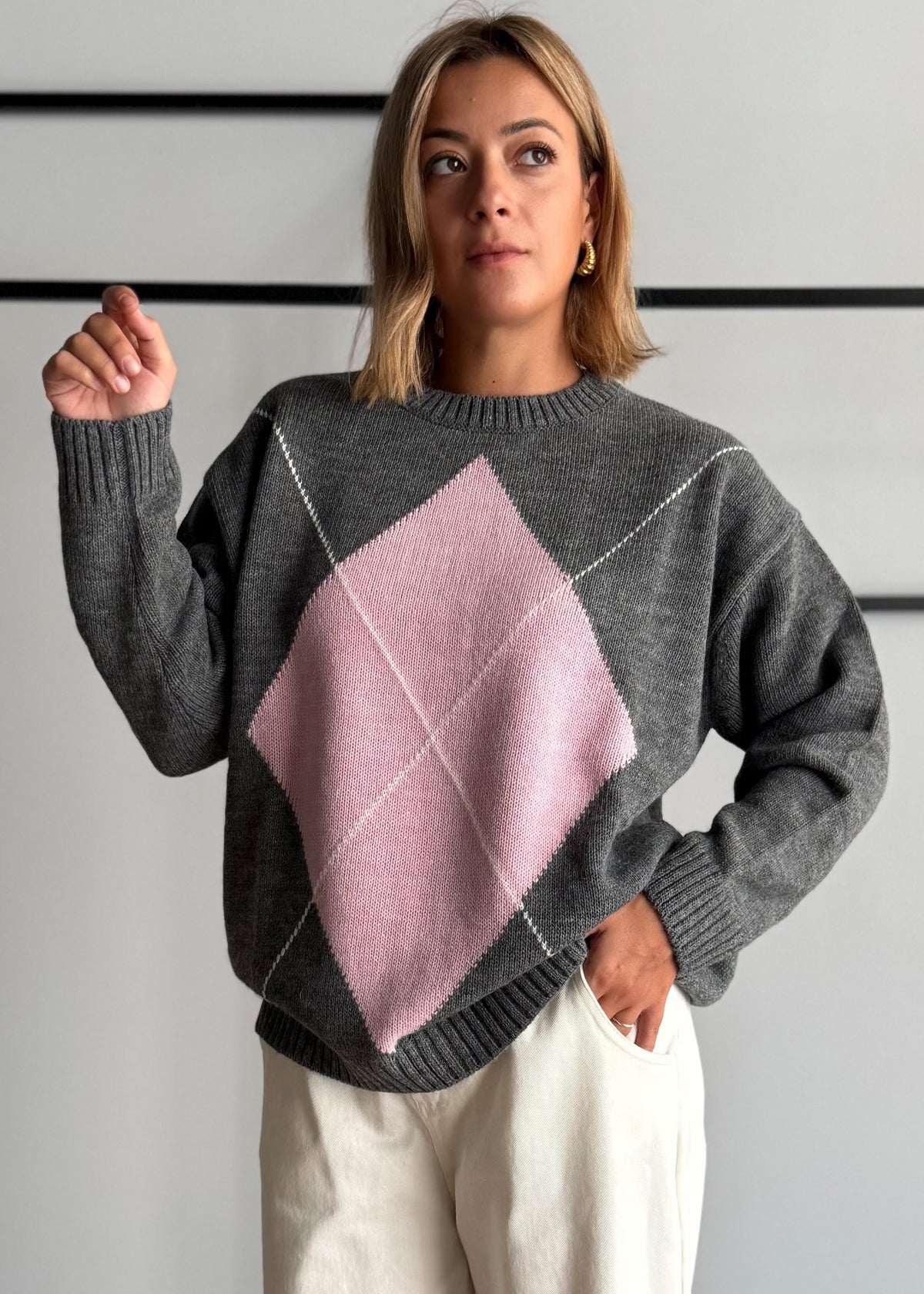 Maglia rombi grigio - KONTATTO