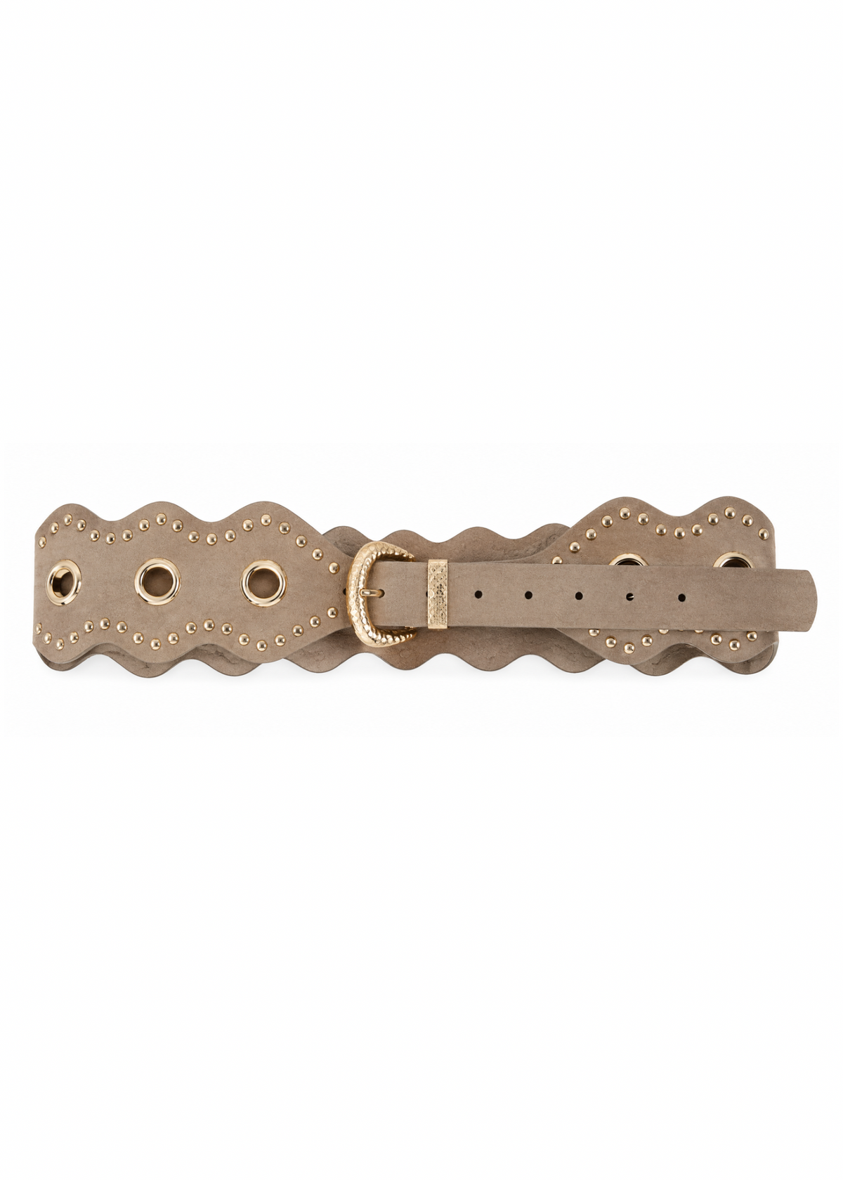 Cintura Western con Occhielli e Borchie taupe