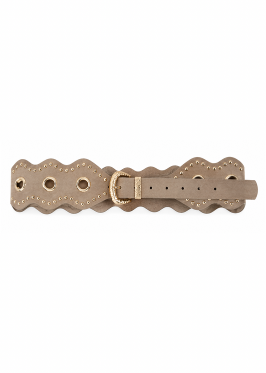 Cintura Western con Occhielli e Borchie taupe