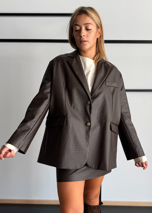 Blazer cioccolato texture rombi - ZAHJR